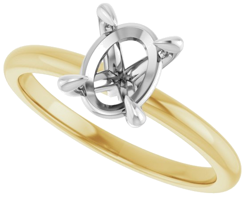 14K Yellow White 8 x 6 mm Oval Engagement Ring Mounting (5)