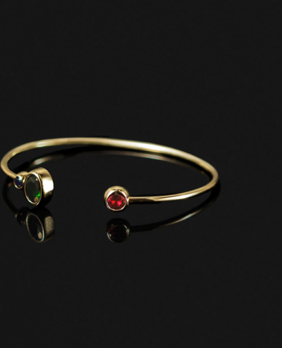 Gold bracelet with ruby, sapphire, and chrome diopside CANDIES (4)