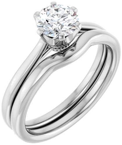 14K White 5.8 mm Round Engagement Ring Mounting (6)