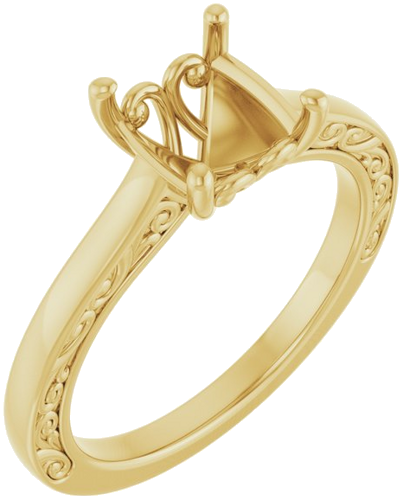 14K Yellow  8 mm Round Solitaire Engagement Ring Mounting (1)