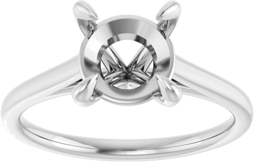 14K White  8 mm Round Solitaire Engagement Ring Mounting (3)