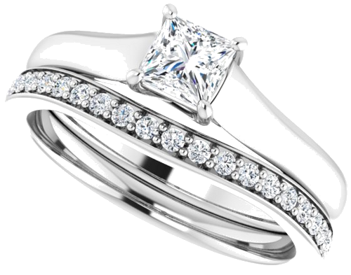 14K White 4 mm Square Solitaire Engagement Ring Mounting (10)