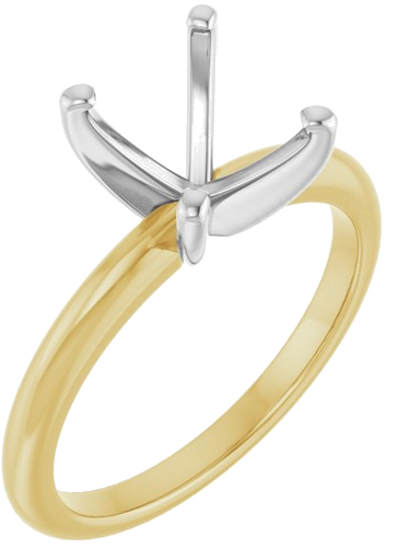14K Yellow   White  10x8 mm Oval Solitaire Engagement Ring Mounting (1)