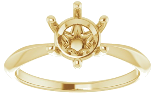 14K Yellow 7 mm Round 6-Prong Engagement Ring Mounting (3)