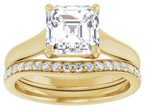 14K Yellow 7 mm Asscher Solitaire Engagement Ring Mounting (8)