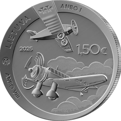 2025 Литва – възпоменателна монета от 1,50 евро 100 години самолети ANBO (2)