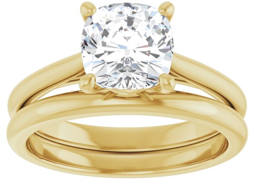 14K Yellow 7 mm Cushion Solitaire Engagement Ring Mounting (8)