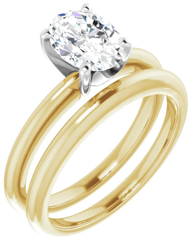 Sužadėtuvių Žiedas „Solitaire“ 417 Baltojo Ir Geltonojo Aukso Oval 8mm x 6mm (6)