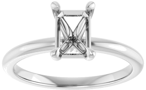14K White 7x5 mm Emerald Solitaire Engagement Ring Mounting (3)