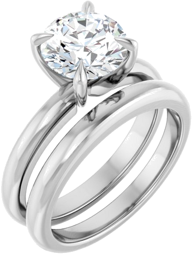 14K White 8 mm Round Solitaire Engagement Ring Mounting (6)