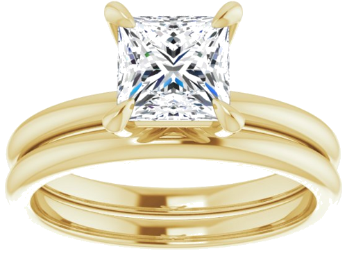 14K Yellow  6x6 mm Square Solitaire Engagement Ring Mounting (8)