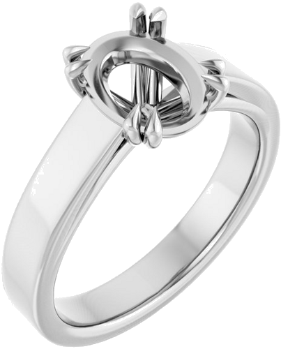 Sužadėtuvių Žiedas „Solitaire“ 585 Baltojo Aukso Oval 9mm x 7mm (1)