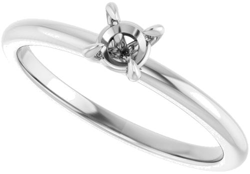 14K White  4.1 mm Round Solitaire Engagement Ring Mounting (5)