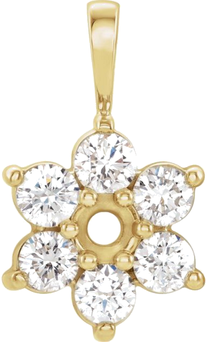 14K Yellow 2.7 mm Round 3 8 CTW Natural Diamond Semi-Set Pendant (1)