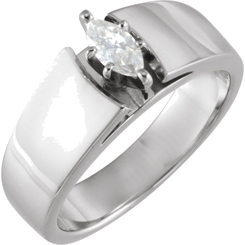 14K White 6x3 mm Marquise Engagement Ring Mounting (3)