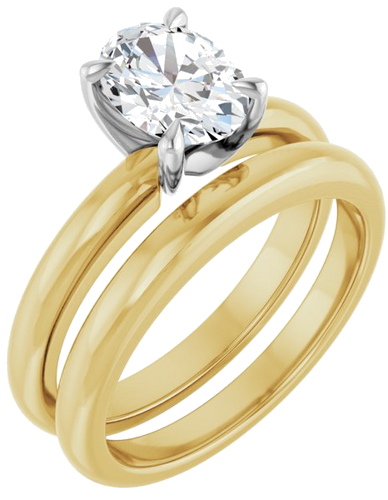 14K Yellow White 8x6 mm Oval Solitaire Engagement Ring Mounting (6)