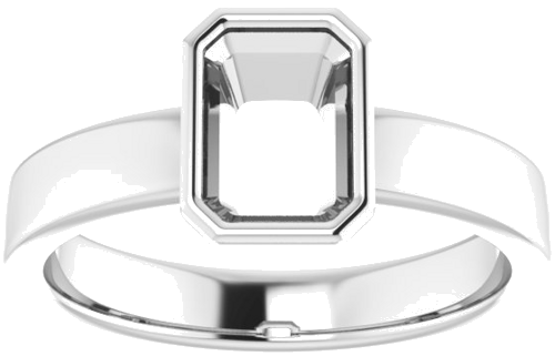 10K White 7x5 mm Emerald Solitaire Engagement Ring Mounting (3)