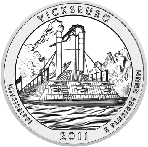 5 oz Viksburgas nacionālais militārais parks 2011 ASV sudraba monēta (1)