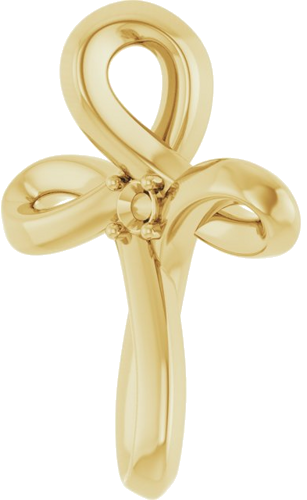 14K Yellow 1.5 mm Round Cross Pendant Mounting (2)