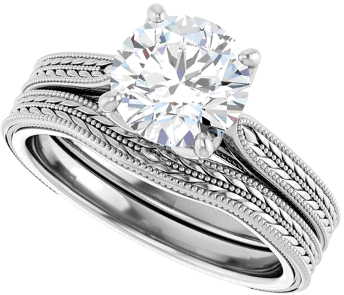 Sužadėtuvių Žiedas „Solitaire“ 14k white gold Round 7.4mm (10)