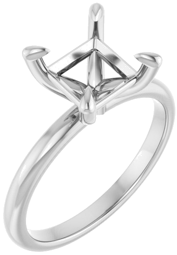 14K White  7x7 mm Square Solitaire Engagement Ring Mounting (1)
