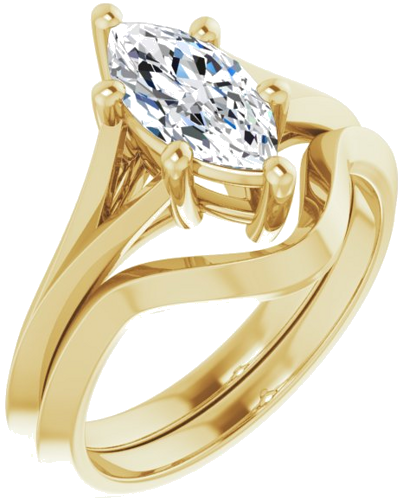 Sužadėtuvių Žiedas „Solitaire“ 585 Geltonojo Aukso Marquise 10mm x 5mm (6)