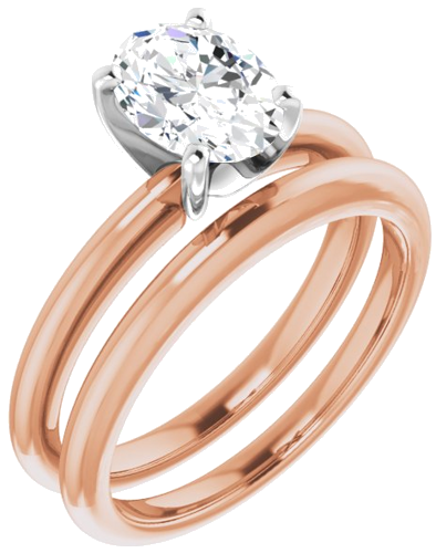 Sužadėtuvių Žiedas „Solitaire“ 585 Baltojo Ir Rožinis Aukso Oval 8mm x 6mm (6)