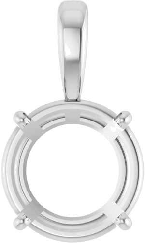 14K White 10.5 mm Round 4-Prong Pendant Mounting (1)