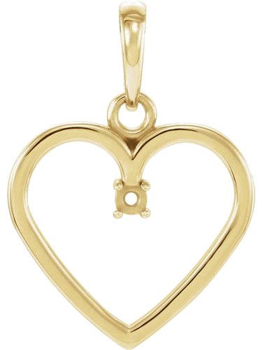 14K Yellow 1.7 mm Round Heart Pendant Mounting (1)