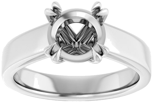 10K White 8 mm Round Engagement Ring Mounting (3)