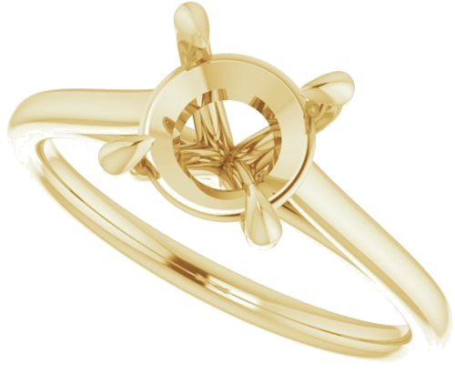 18K Yellow  7.4 mm Round Solitaire Engagement Ring Mounting (5)