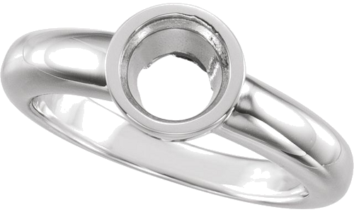 14K White 5.2 mm Round Bezel-Set Engagement Ring Mounting (4)