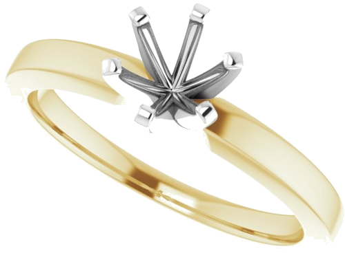 Sužadėtuvių Žiedas „Solitaire“ 585 Baltojo Ir Geltonojo Aukso Round 5.5mm (5)