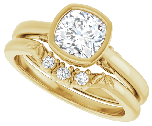 10K Yellow 6 mm Cushion Solitaire Engagement Ring Mounting (10)