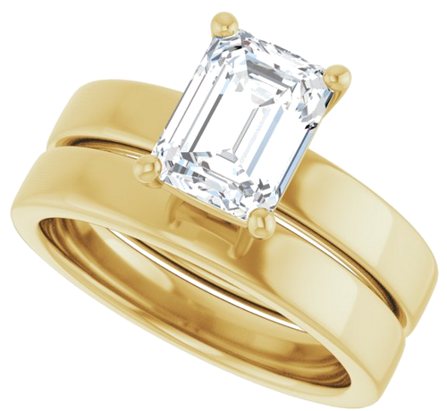 Sužadėtuvių Žiedas „Solitaire“ 585 Geltonojo Aukso Emerald 8mm x 6mm (10)