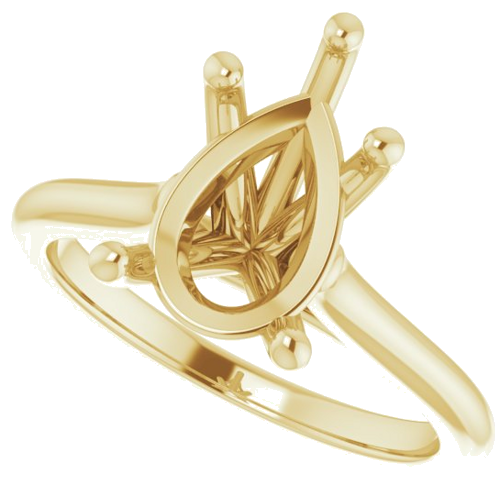 14K Yellow 12x8 mm Pear Solitaire Engagement Ring Mounting (5)