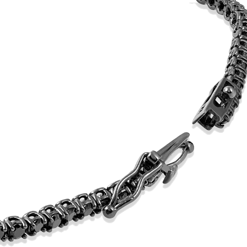 6,2 ct Round-cut F/G natūraliais juodaisiais deimantais inkrustuota Tennis apyrankė (2)