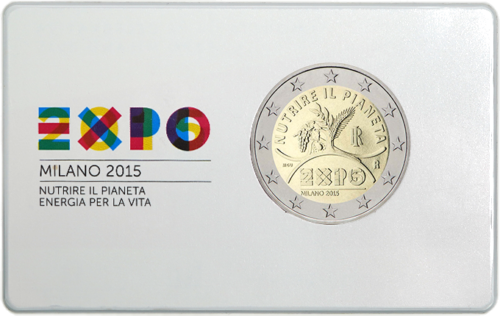 2015 Италия Expo 2015 в Милане монета 2 евро на карточке BU (1)
