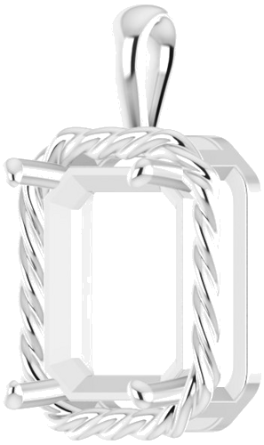 Pakabukas „Rope“ 585 Baltojo Aukso Emerald 12mm x 10mm (2)