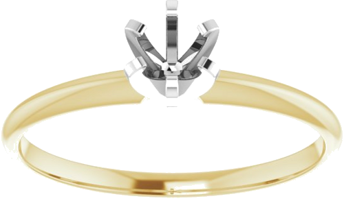 14K Yellow White 4.0-4.1 mm Round 6-Prong Solitaire Engagement Ring Mounting (3)