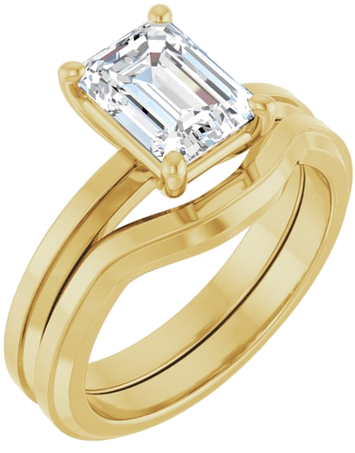 14K Yellow 8x6 mm Emerald Solitaire Engagement Ring Mounting (6)