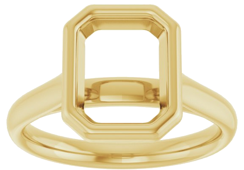 Sužadėtuvių Žiedas „Bezel-Set Solitaire“ 585 Geltonojo Aukso Emerald 9mm x 7mm (3)