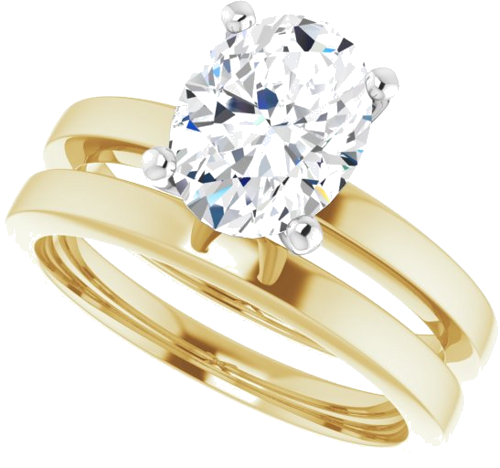 Sužadėtuvių Žiedas „Solitaire“ 585 Baltojo Ir Geltonojo Aukso Oval 9mm x 7mm (10)