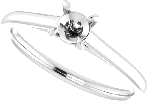 14K White  4.4 mm Round Solitaire Engagement Ring Mounting (5)