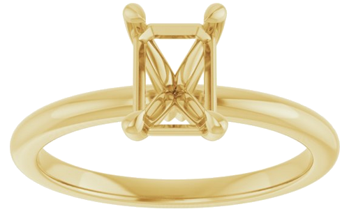 14K Yellow 7x5 mm Emerald Solitaire Engagement Ring Mounting (3)