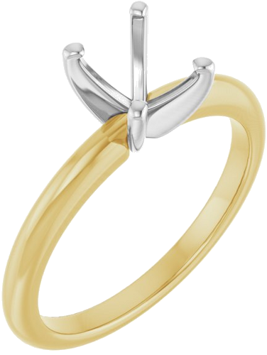 14K Yellow   White  8x6 mm Oval Solitaire Engagement Ring Mounting (1)