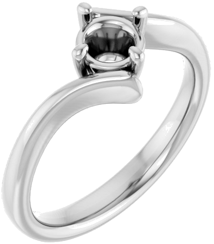 14K White  5.2 mm Round Solitaire Engagement Ring Mounting (1)