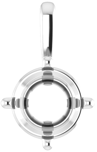 Sterling Silver 8 mm Round 4-Prong Pendant Mounting (1)