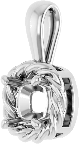 Pakabukas „Rope“ 585 Baltojo Aukso Cushion 5mm (2)