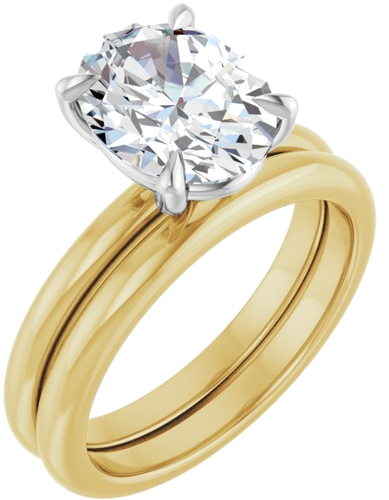 Sužadėtuvių Žiedas 585 Baltojo Ir Geltonojo Aukso Oval 10mm x 8mm (6)